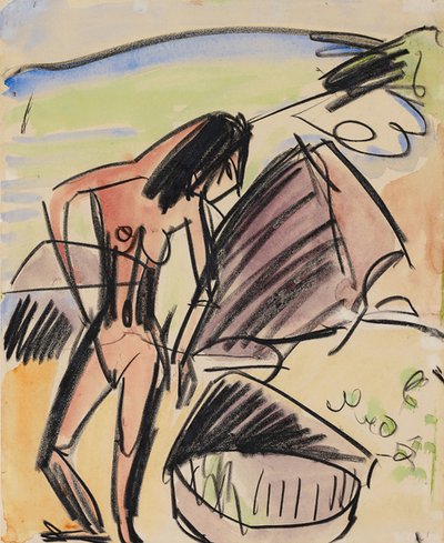Female Nude on the Beach by Ernst Ludwig Kirchner